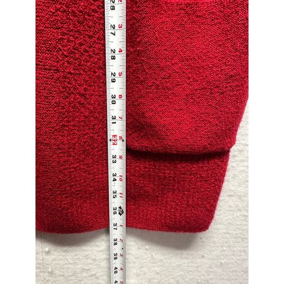 J Jill Red Women Heavy Cotton Blend Cardigan Front Pockets L Resort Capsule - Picture 6 of 9